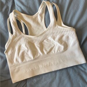Avocado White Ribbed Sports Bra